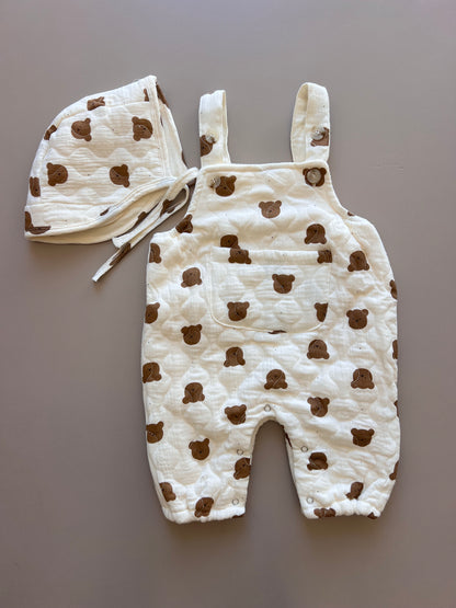 Teddy Fleece Winter Salopettes With Hat