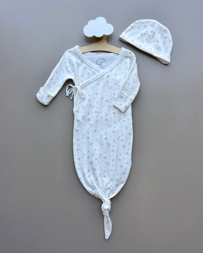 White Double Breasted Sleep Swaddle With Hat