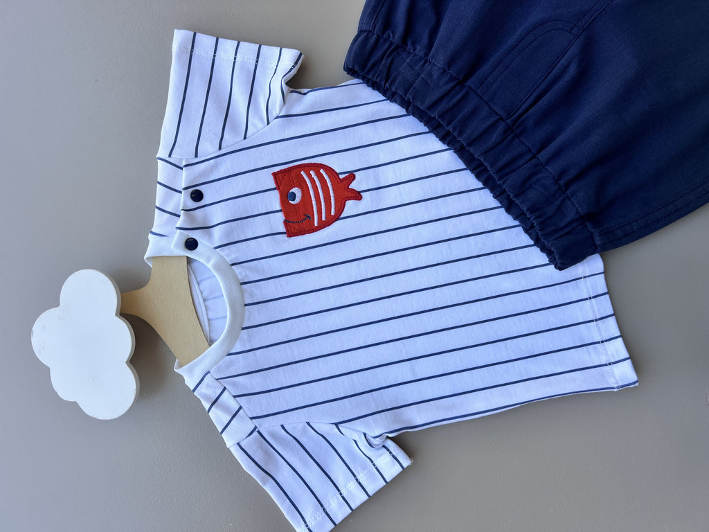 Navi & White GOTS™ Certified Organic Cotton Summer 2 Pcs Set