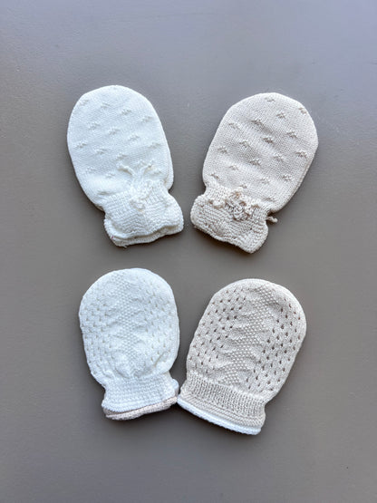 Light Beige & Off White Mitten Pack of 2 Pairs