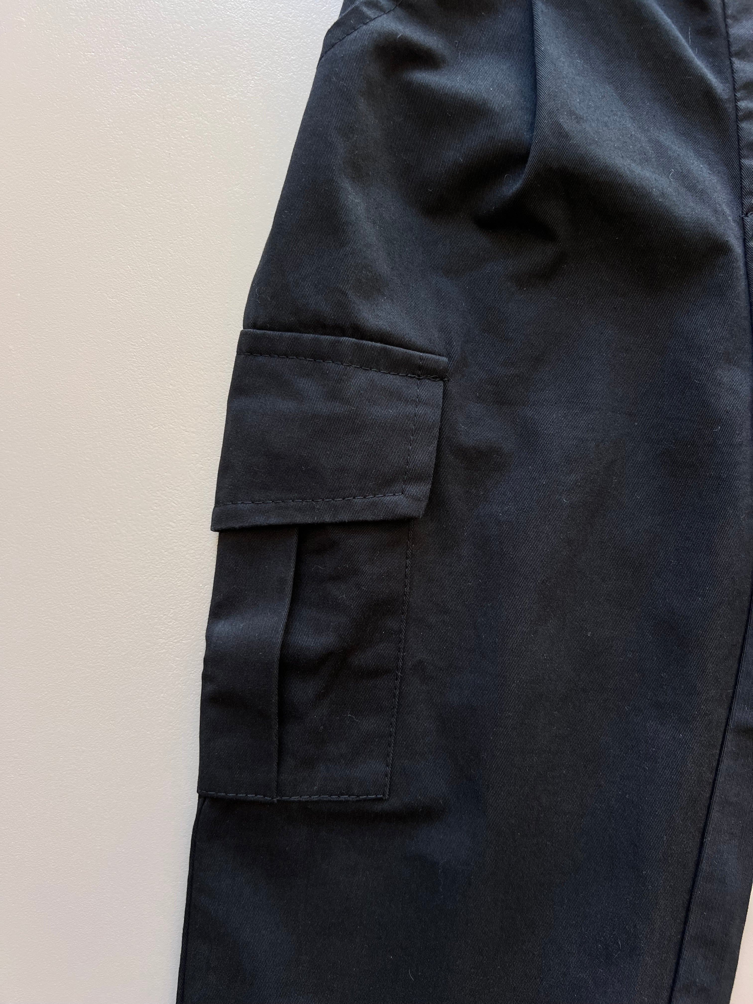 Black Cargo Wide Pants