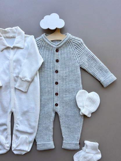 Merino Wool Brown Buttons Hospital Set 5 Pcs