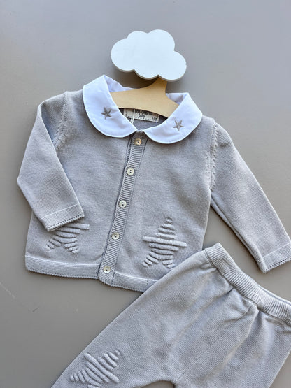 Thick Cotton Star Collar Top and Pants 2Pcs Set
