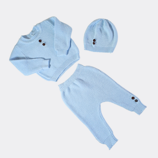 Blue Natural Wool Baby Set