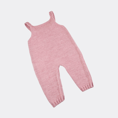 Pink/Off-White Organic Wool Salopette 2-piece set - La Farandole Paris