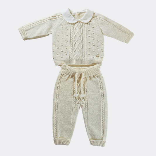 Spanish Organic Wool Set in Off-White/White