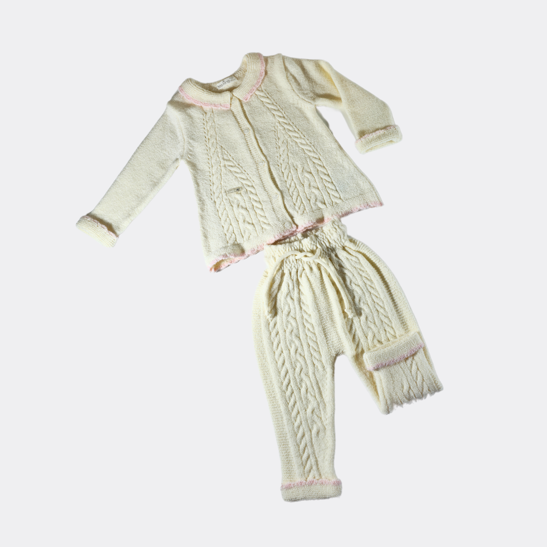 Off White/Pink Natural Wool Set