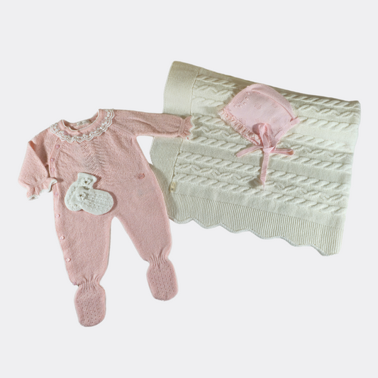 Pink/White Ruffle Natural Wool Overall