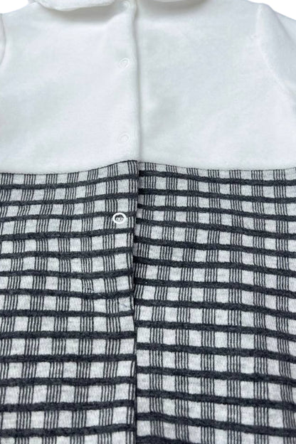 Gray & White Polo Velvet Footed Overall