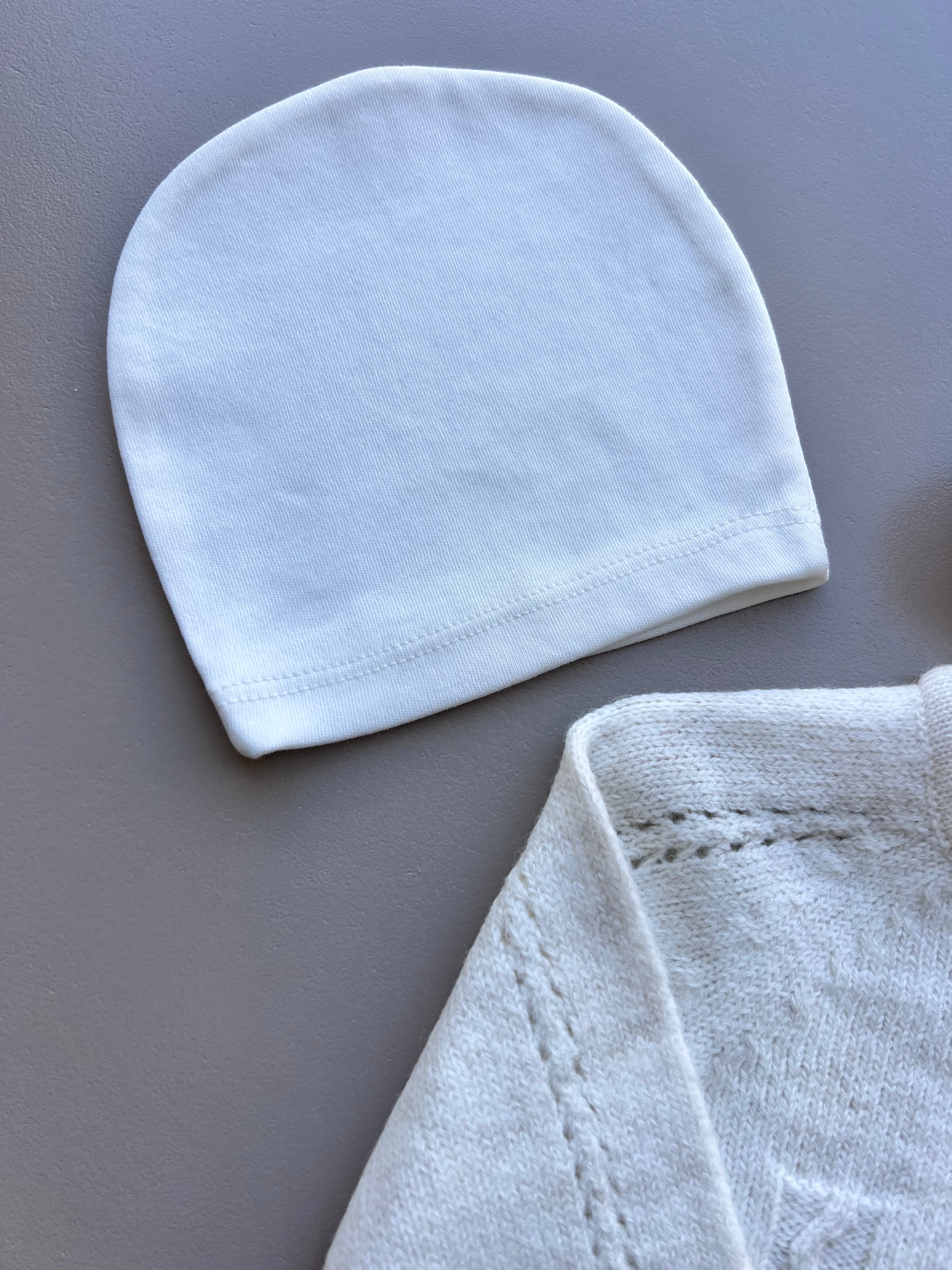 Off-White Merino Wool Brown Buttons Hospital Set 4 Pcs