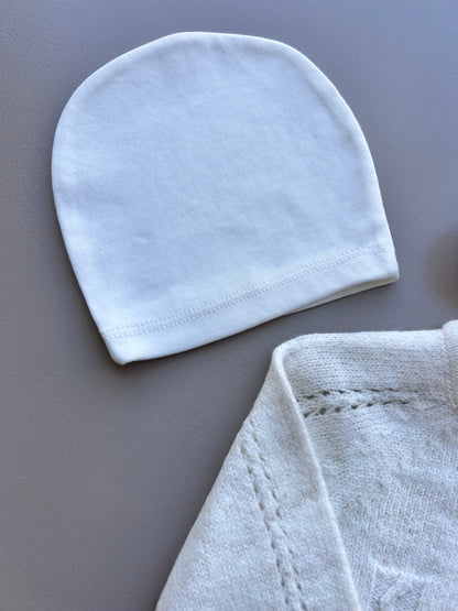 Off-White Merino Wool Brown Buttons Hospital Set 4 Pcs