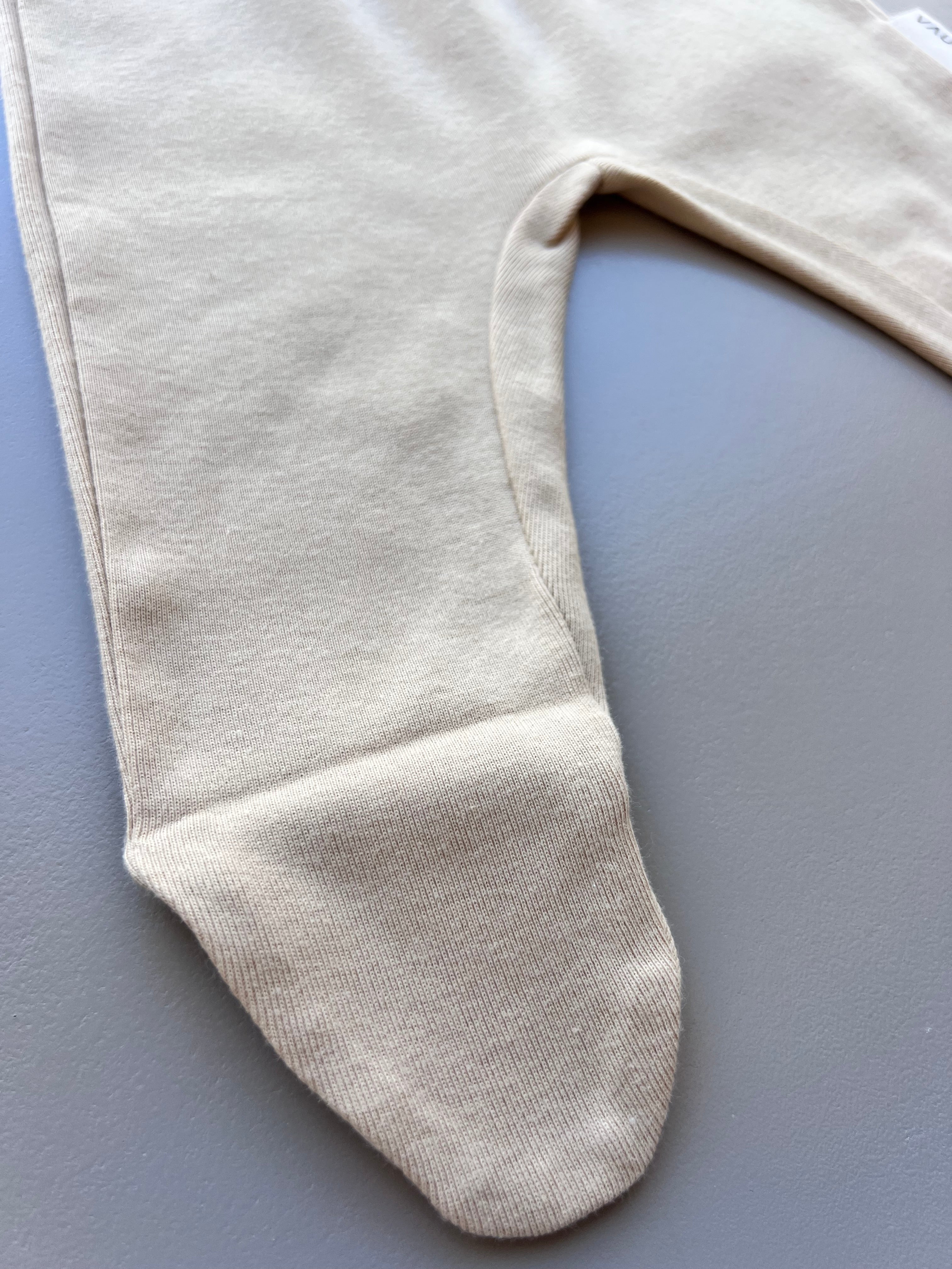 Beige Basic Footed Pants