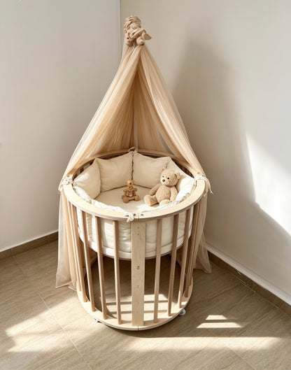 3 in 1 Oval Wooden Bed