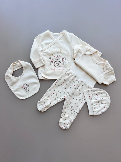 Beige Cat Organic Cotton 5 pcs Set