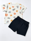 Beige & Black Jungle GOTS™ Certified Organic Cotton Pyjama 2 Pcs Set