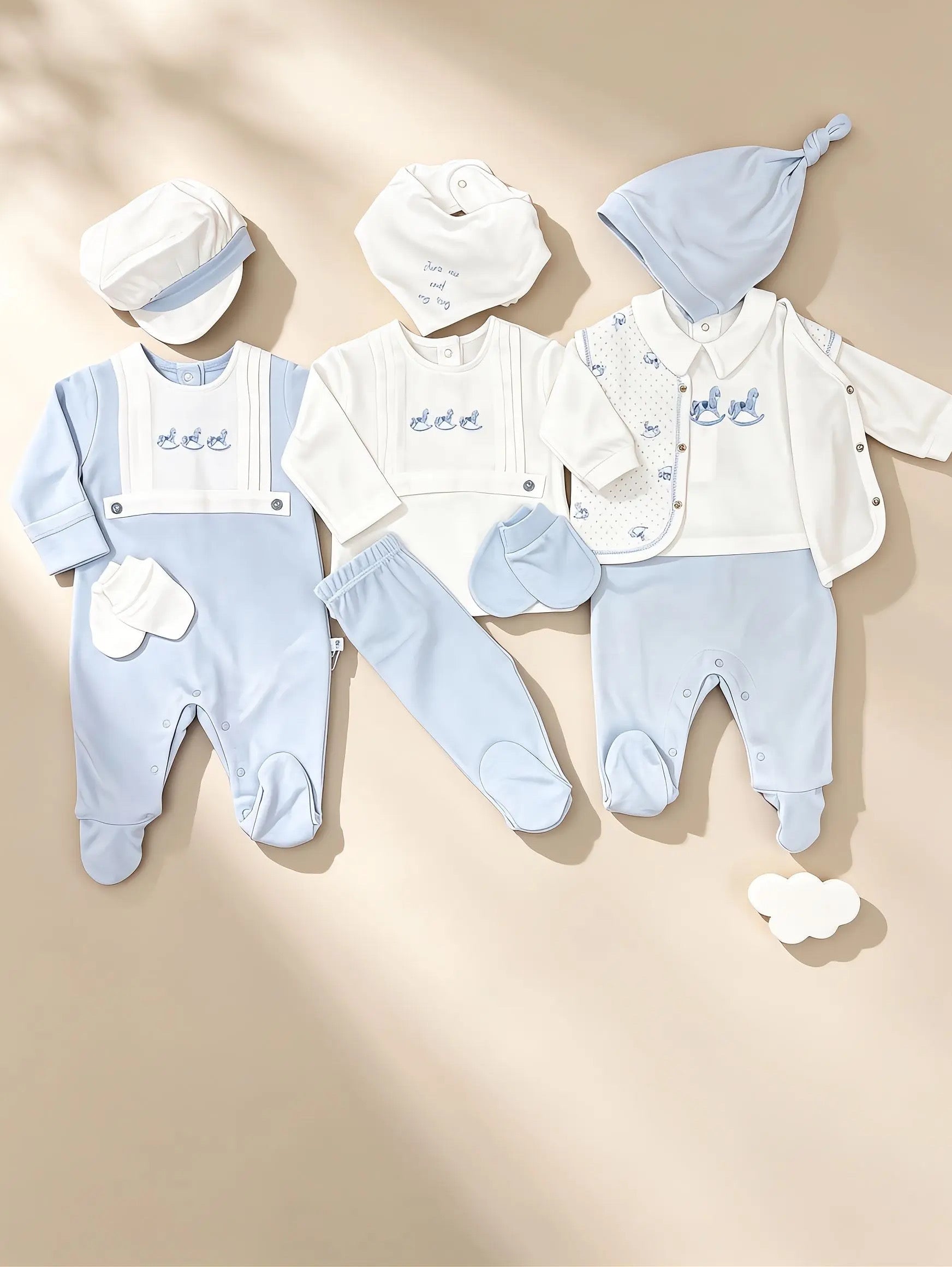 Blue Horse GOTS™ Certified Organic Cotton Footed Overall 2 Pcs Set
