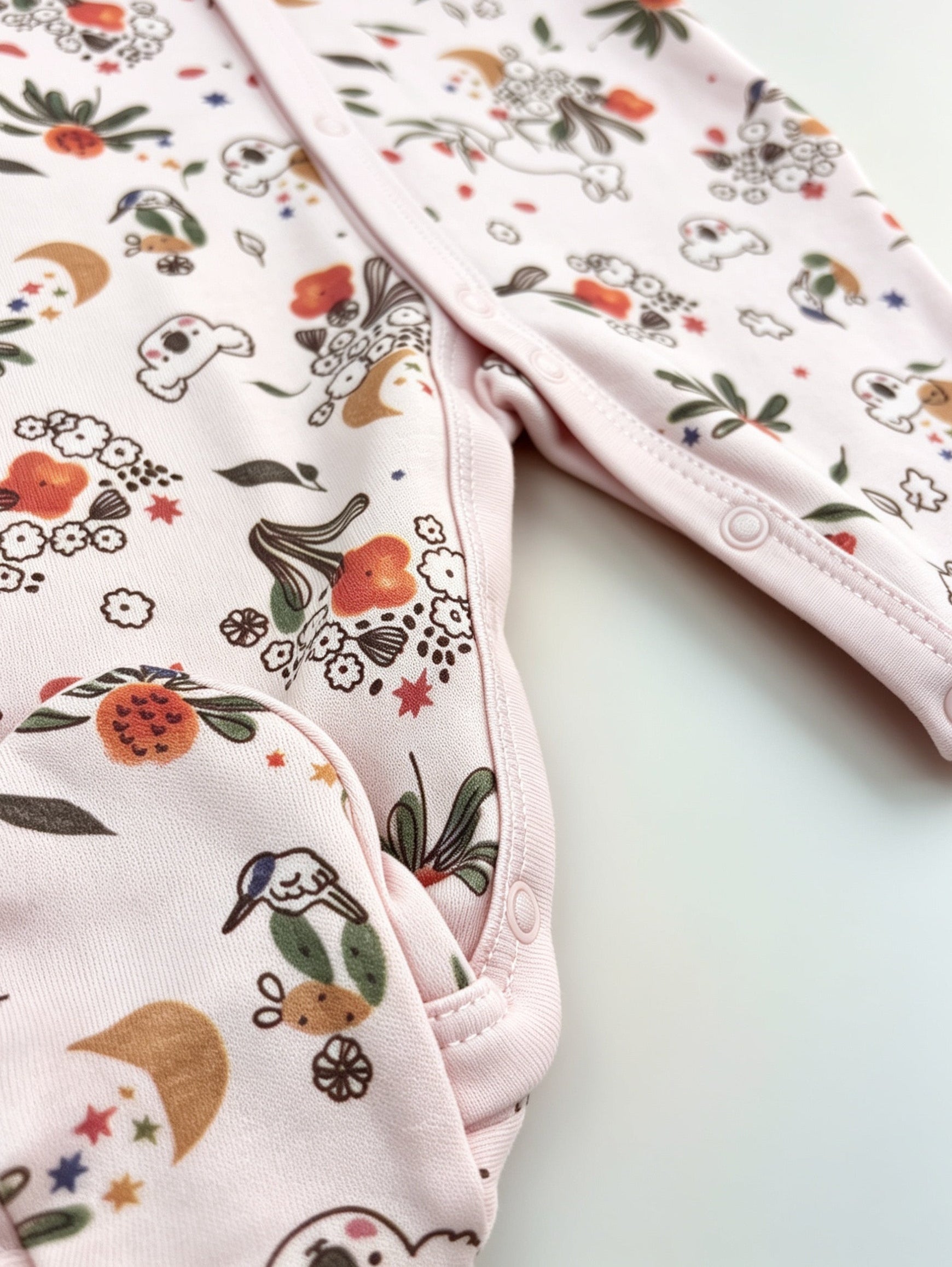 Pink Animals GOTS™ Certified Organic Cotton Footed Overall