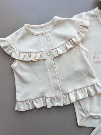 Beige & Pink GOTS™ Certified Organic Cotton Fly 3 Pcs Set