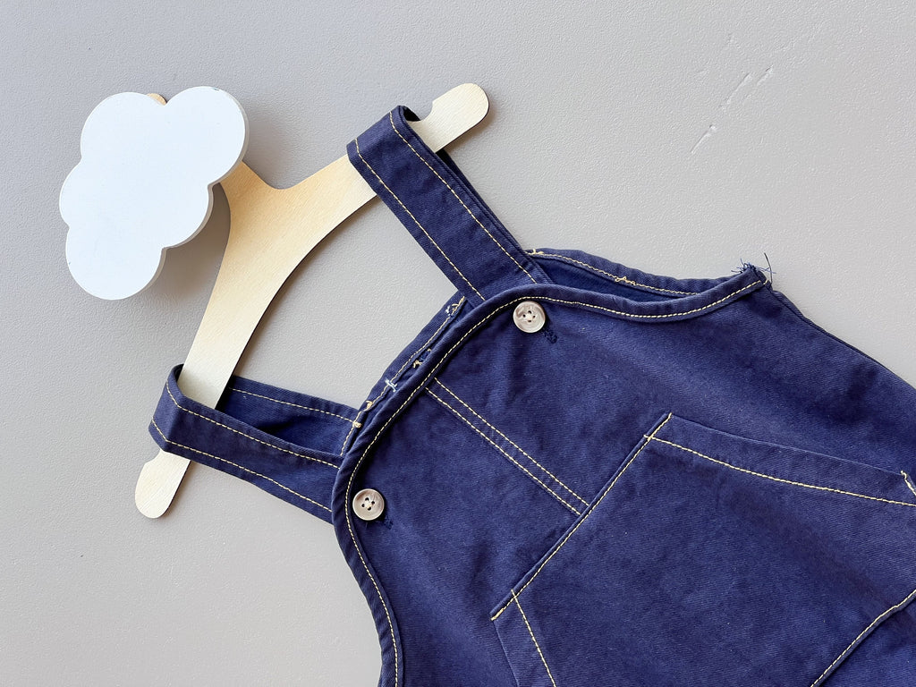 Navy Contrast Jeans Romper