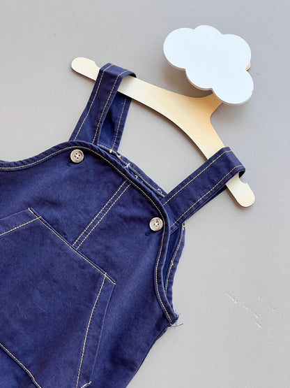 Navy Contrast Jeans Romper