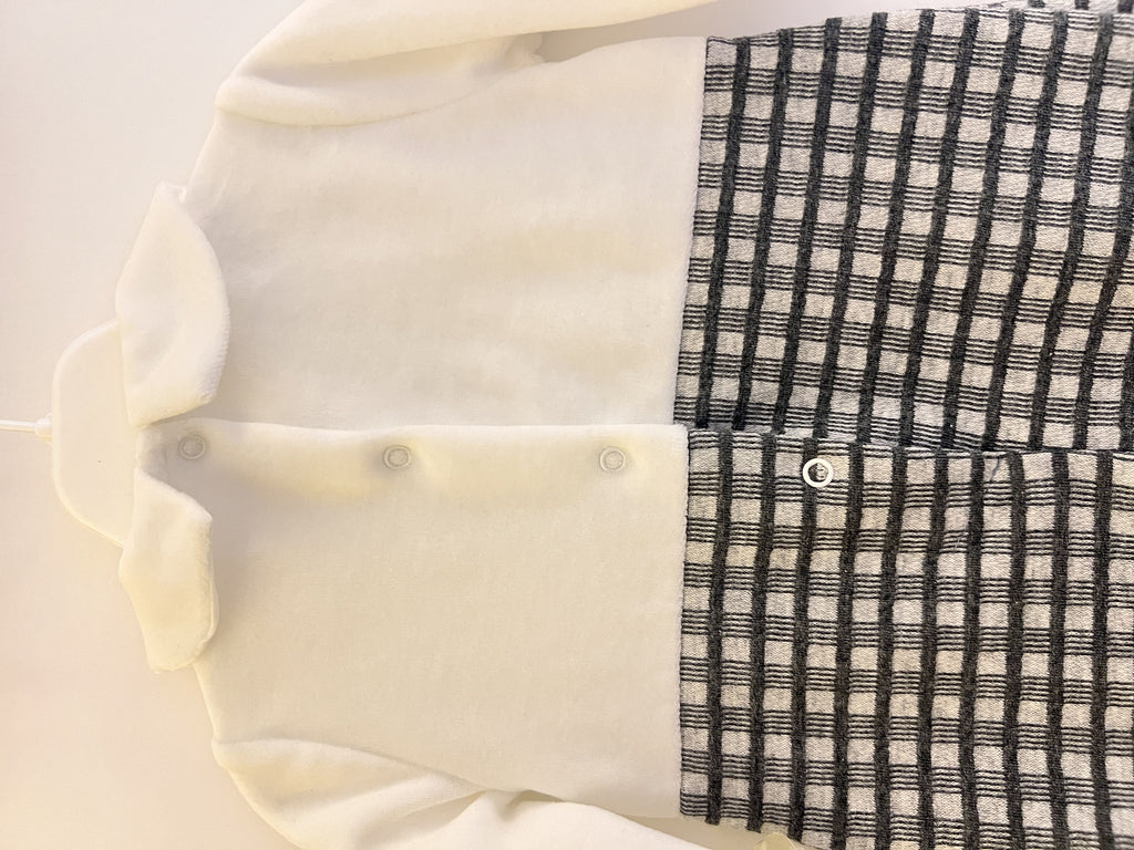 Gray & White Polo Velvet Footed Overall