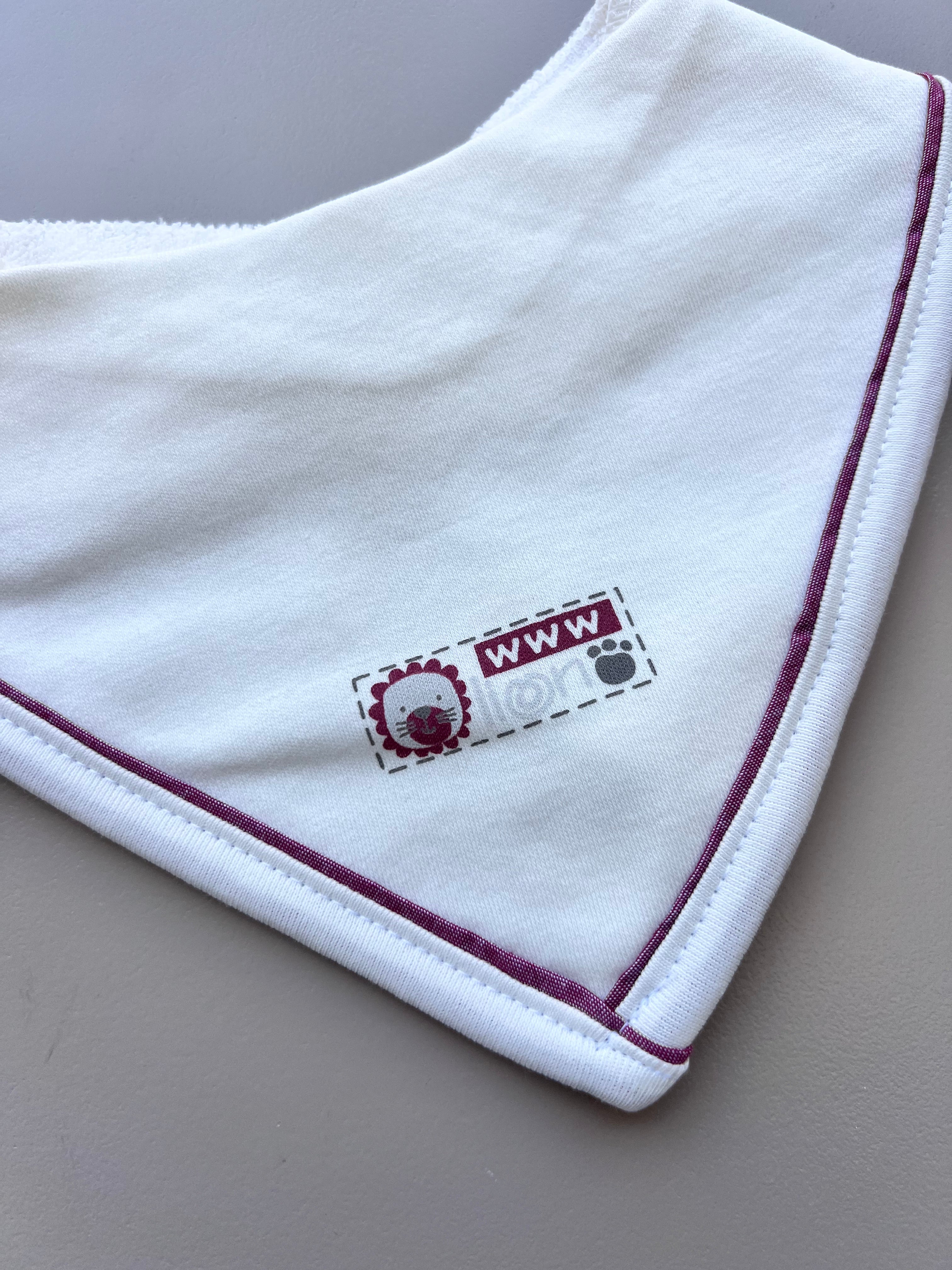 White And Red Organic Cotton Bib