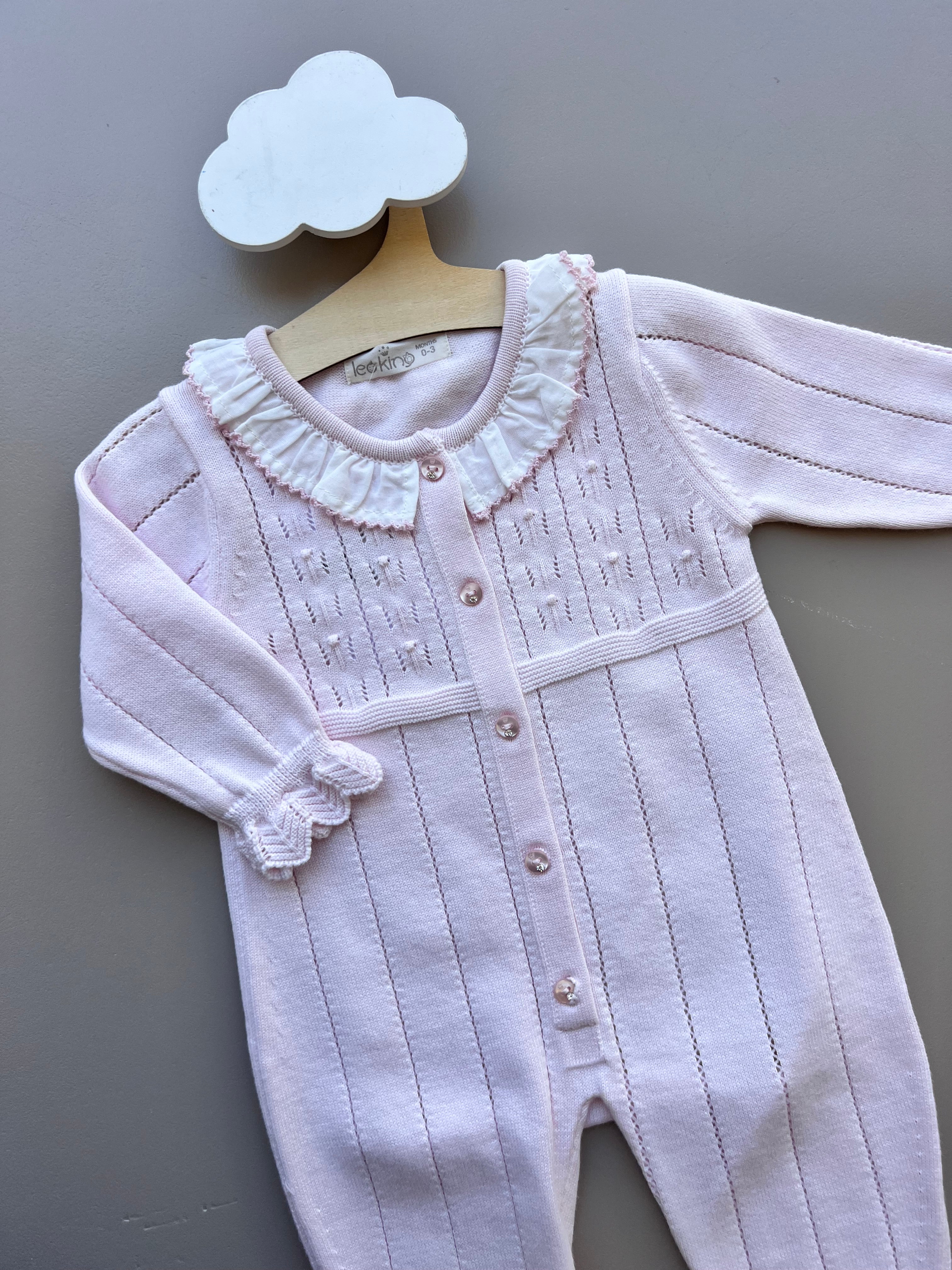Light Pink Ruffles Organic Cotton Footed Overall