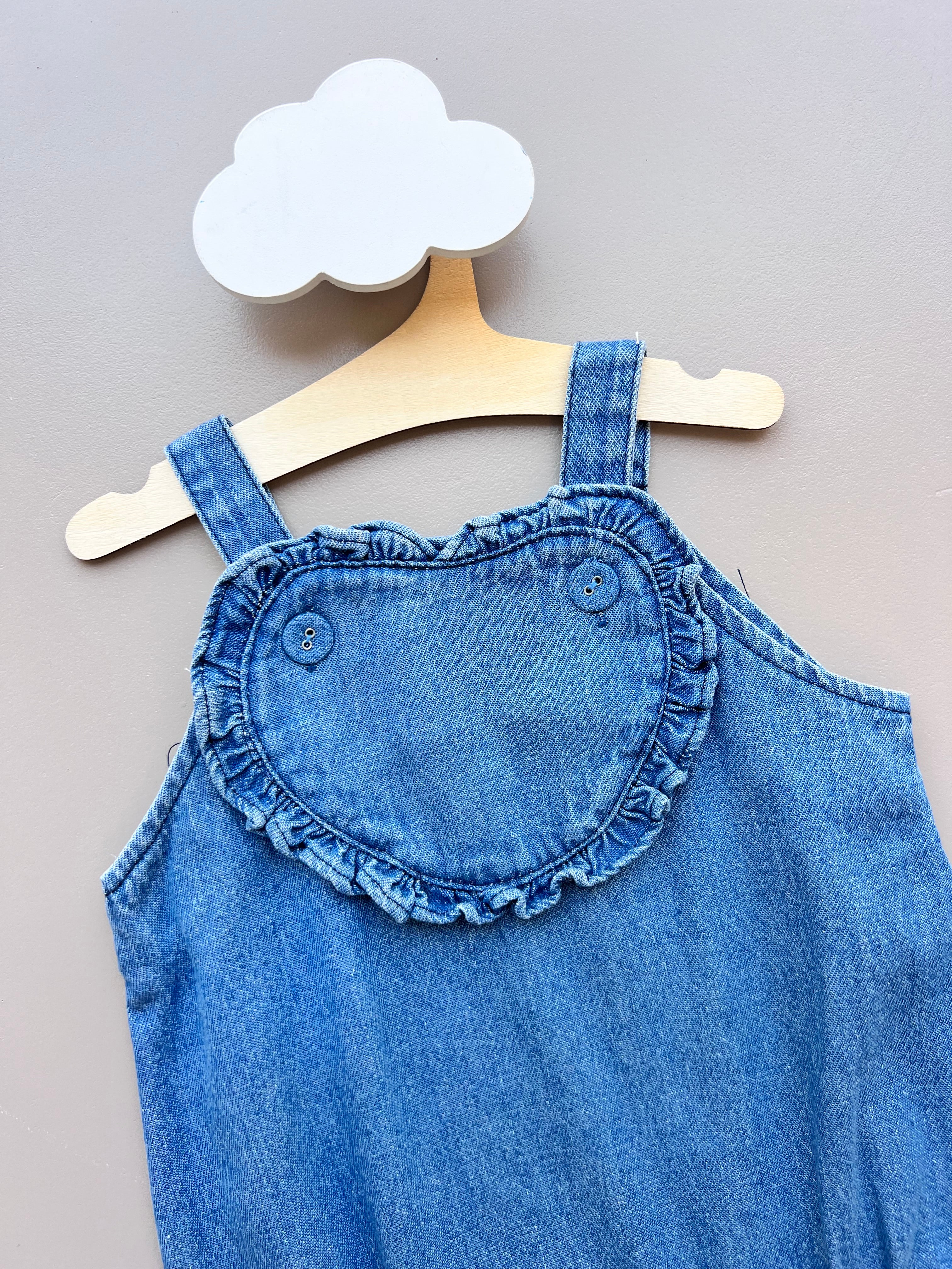 Light Jeans Heart Romper