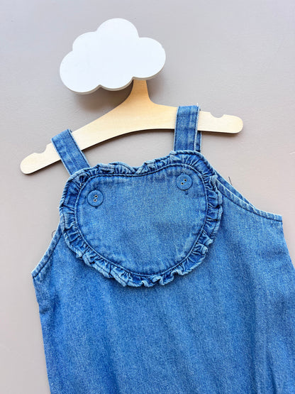Light Jeans Heart Romper