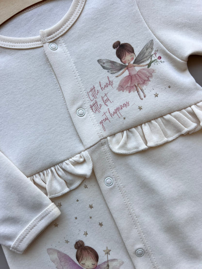Beige & Pink GOTS™ Certified Organic Cotton Fly Overall