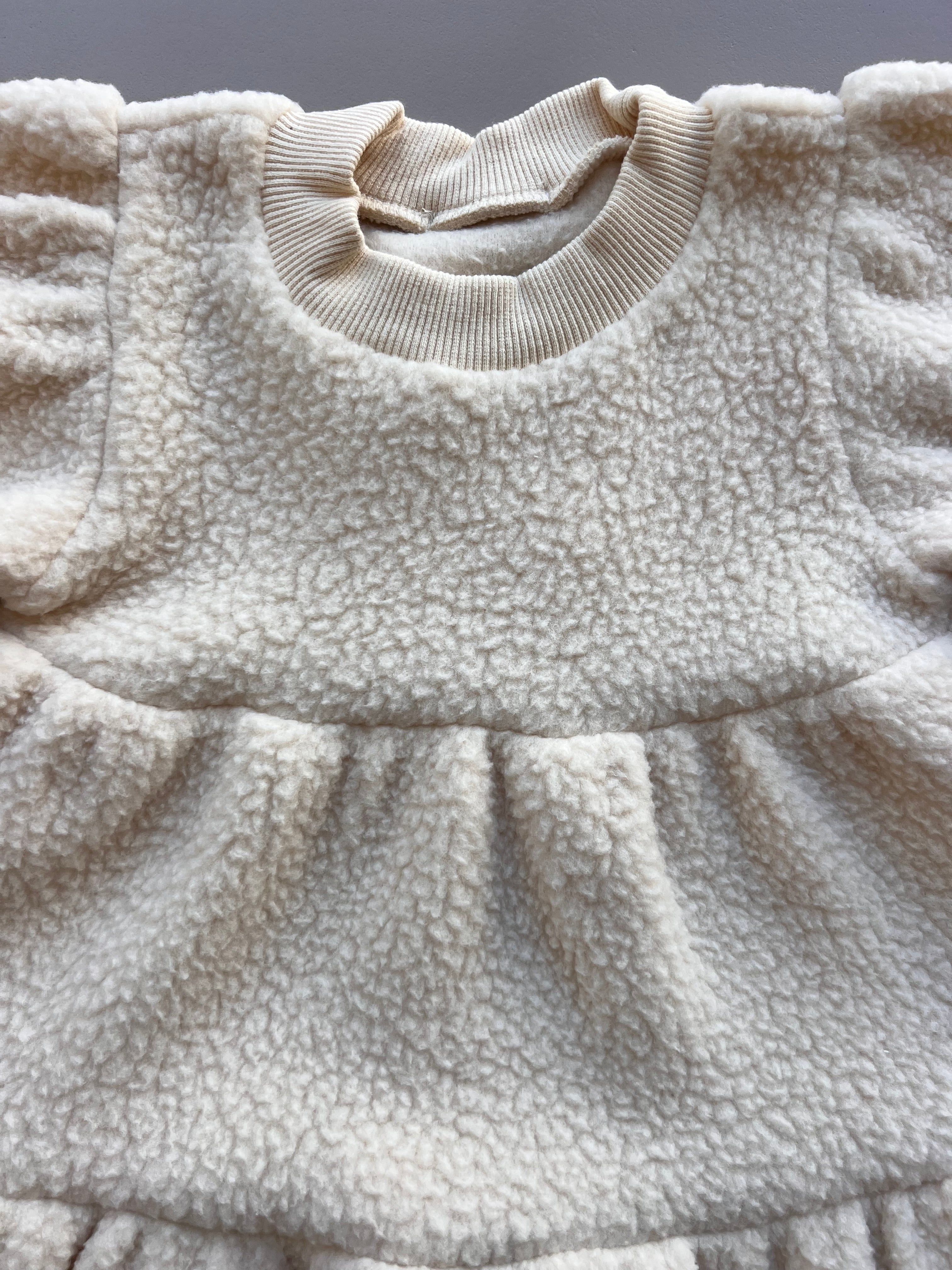 Light Beige Wool Ruffles Dress