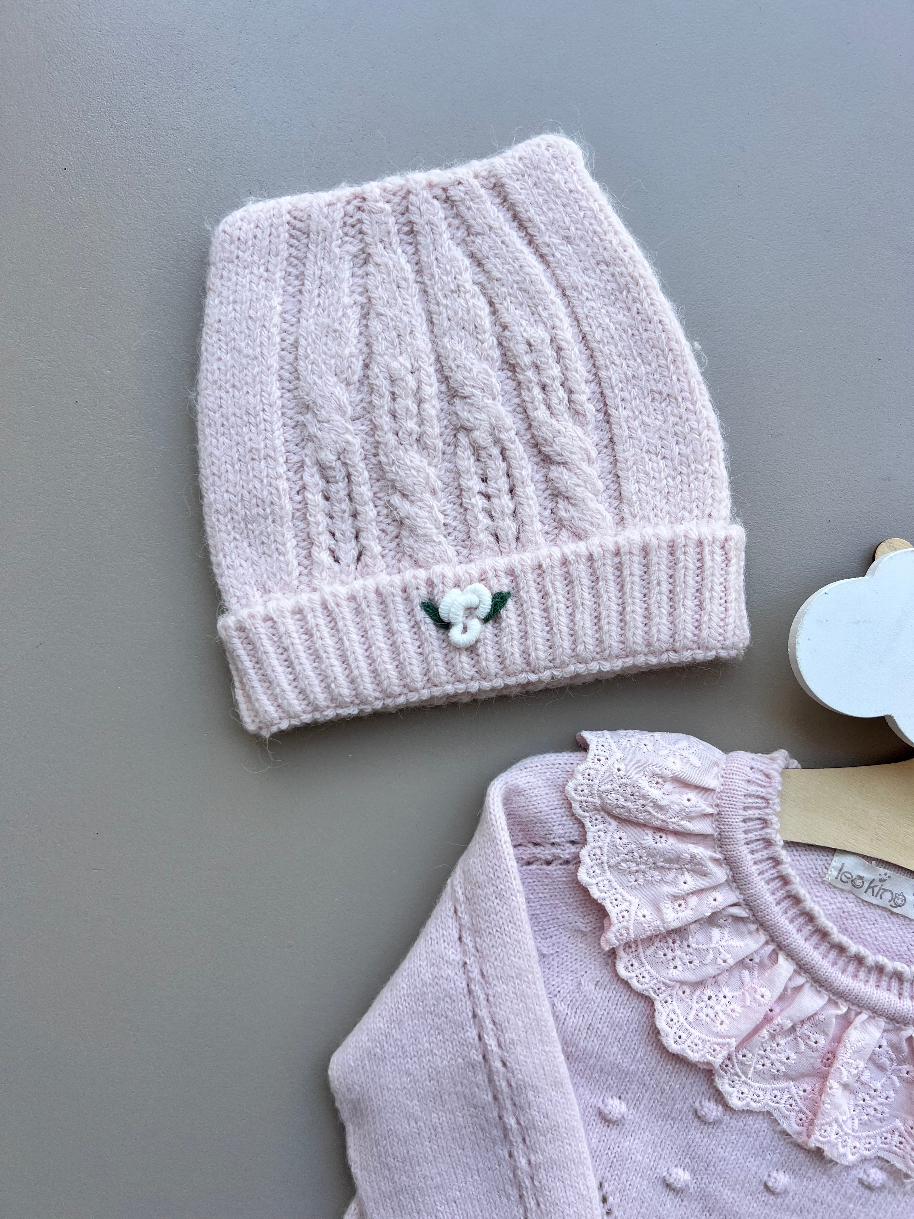 Plush Pink Merino Wool Ruffles Hospital Set 4 Pcs