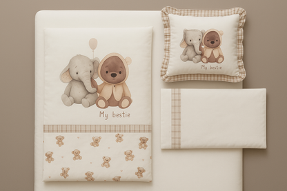 Zen Elephant Beige Duvet Cover 3 Pcs Set