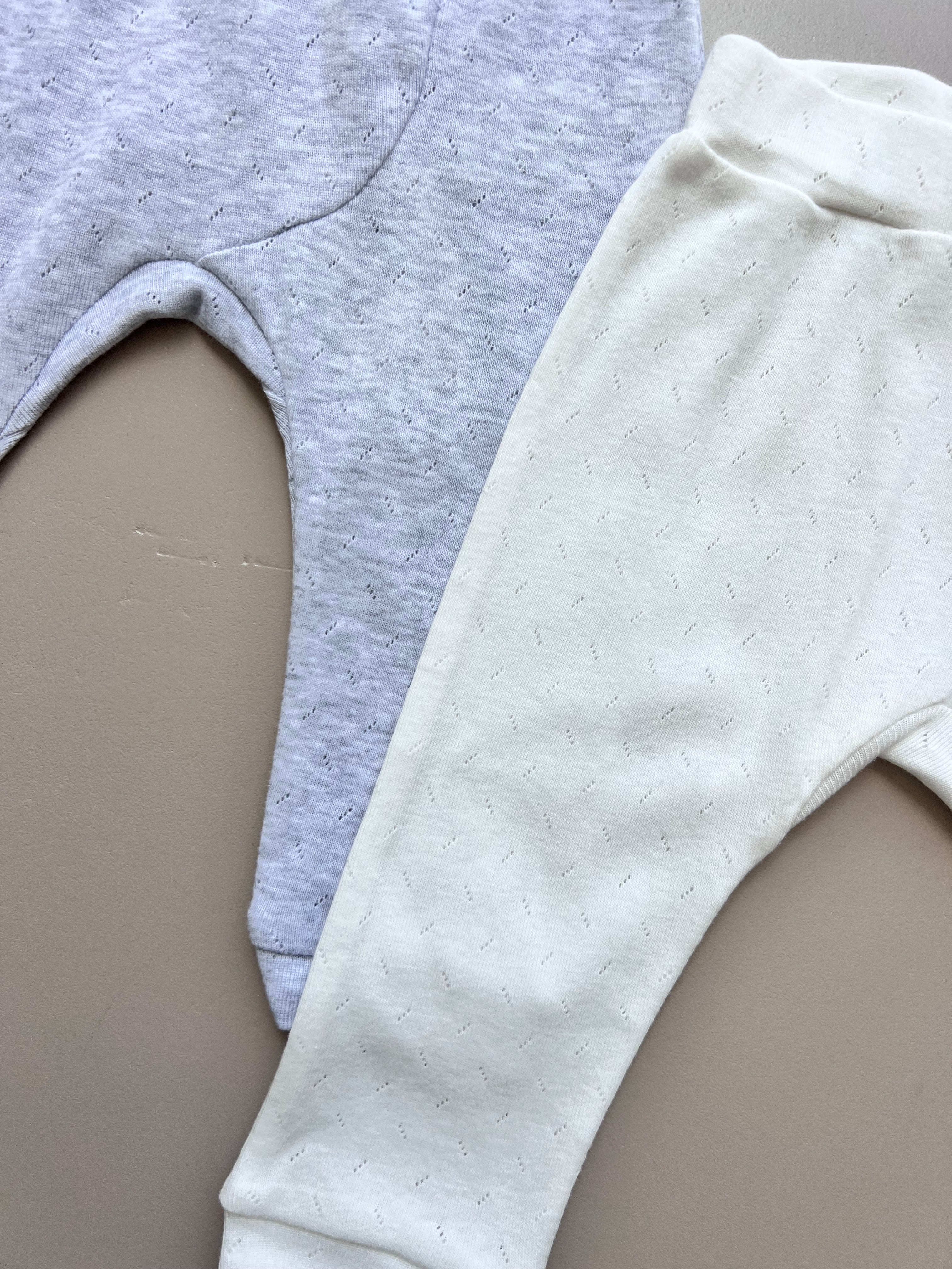 Gray And White Organic Cotton Pants Pack Of 2 Pieces