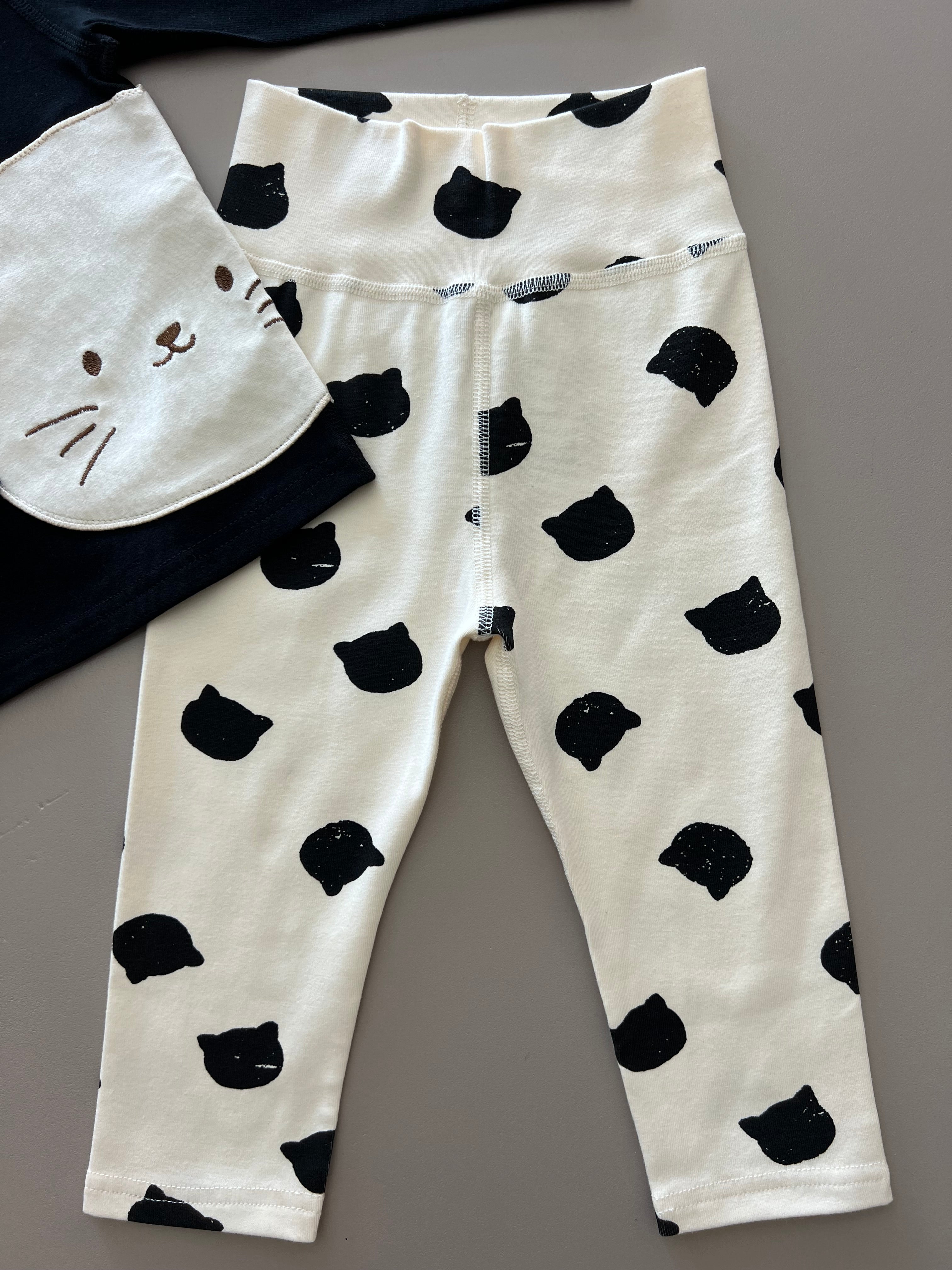 Black & Beige Cat Pyjama 2 Pcs Set