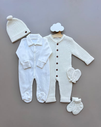 Merino Wool Brown Buttons Hospital Set 5 Pcs