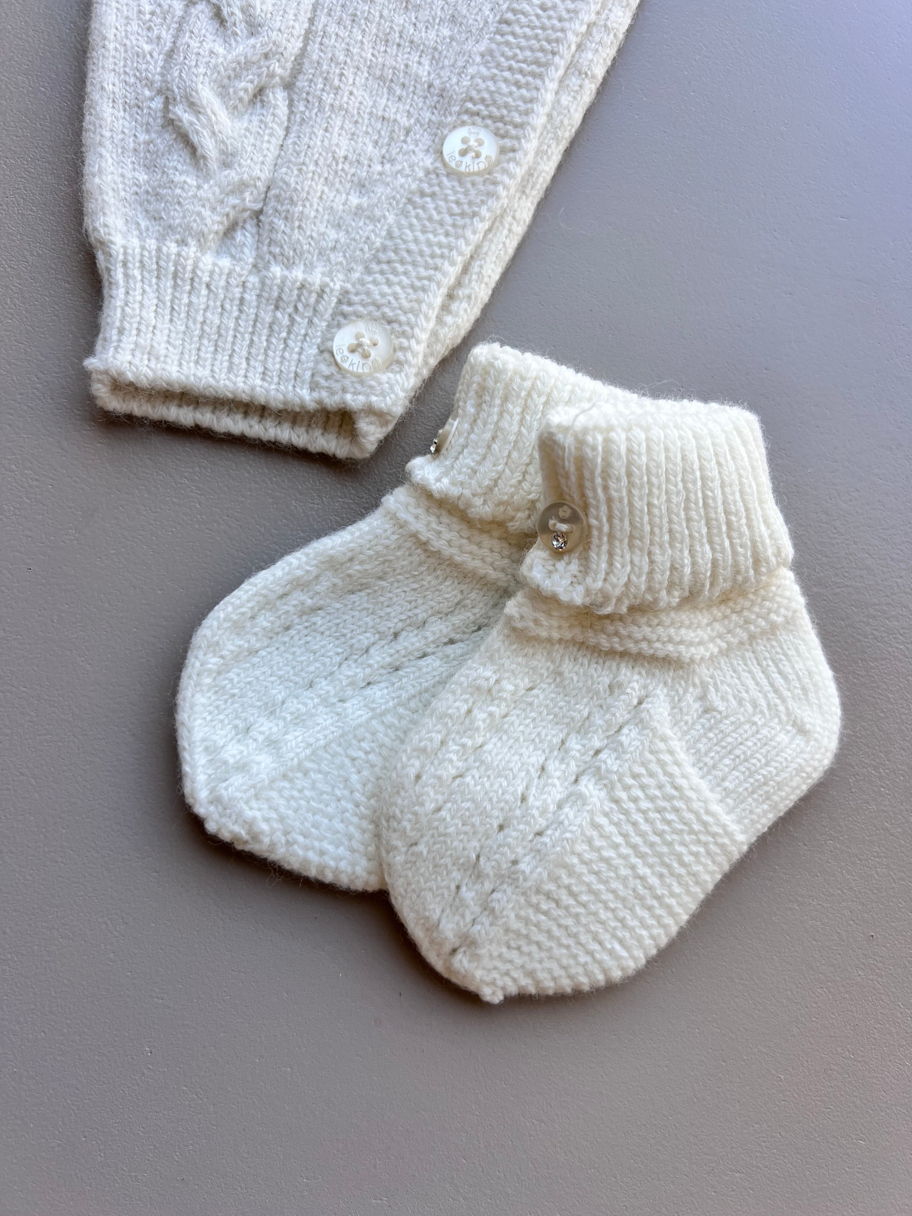 Off-White Merino Wool Overall Hospital Set 4 Pcs