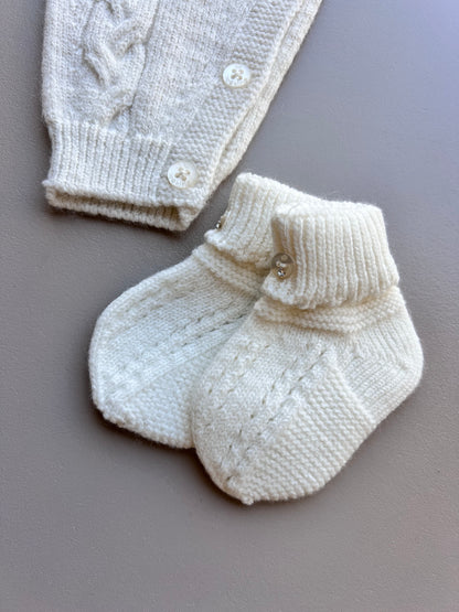 Off-White Merino Wool Overall Hospital Set 4 Pcs
