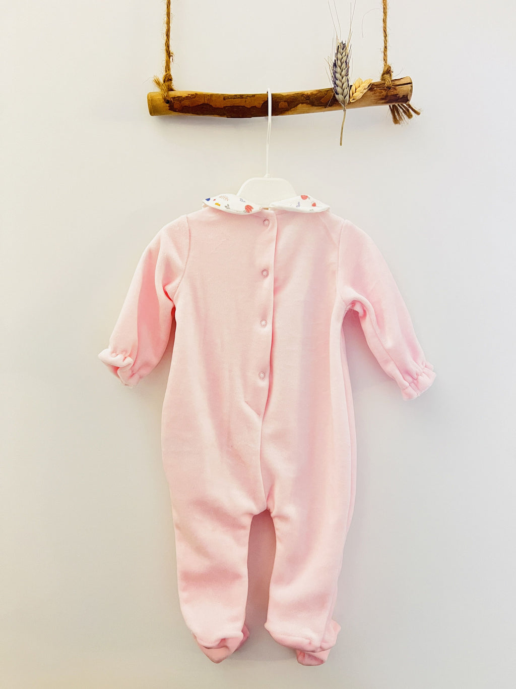 Flower Velvet Footed Overall