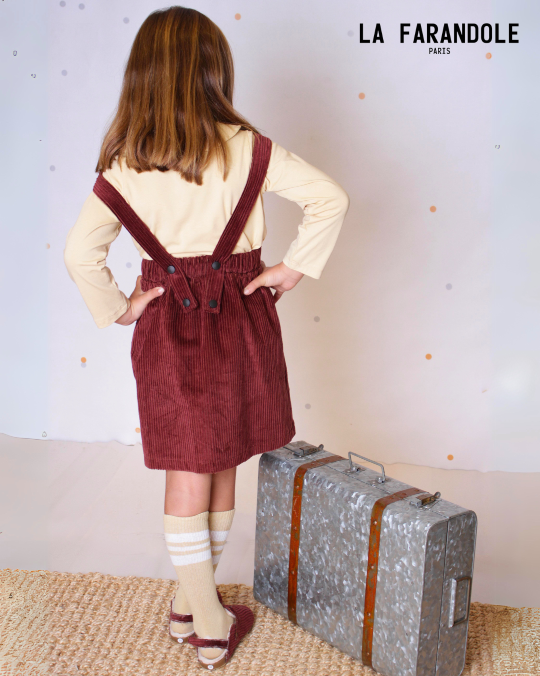 Burgundy French Velvet Skirt Salopettes