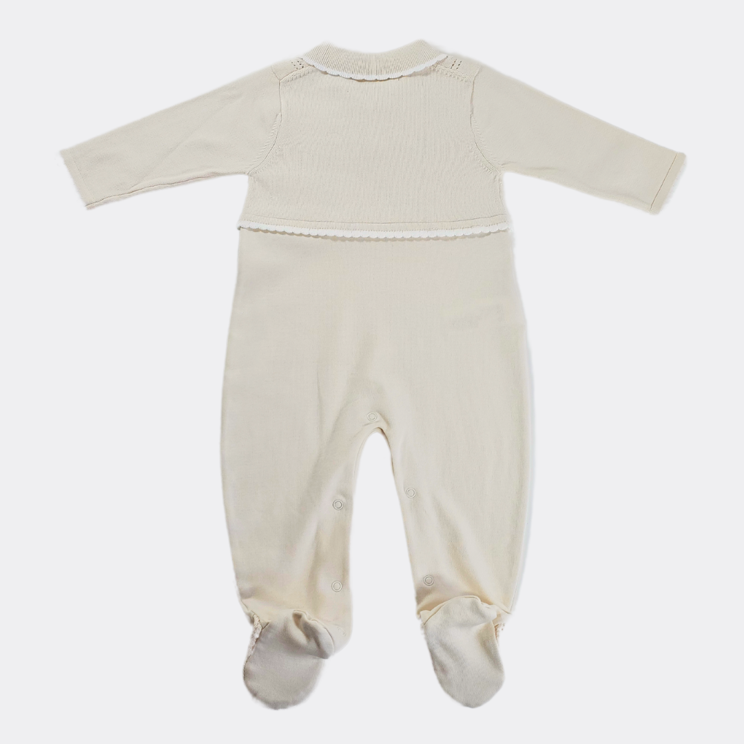 Light Beige Organic Cotton Overall 2-piece Polo Set