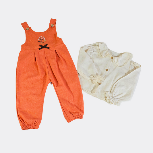 Orange and Beige Salopette Set