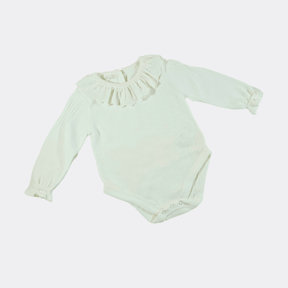 Pink/Off-White Organic Wool Salopette 2-piece set - La Farandole Paris