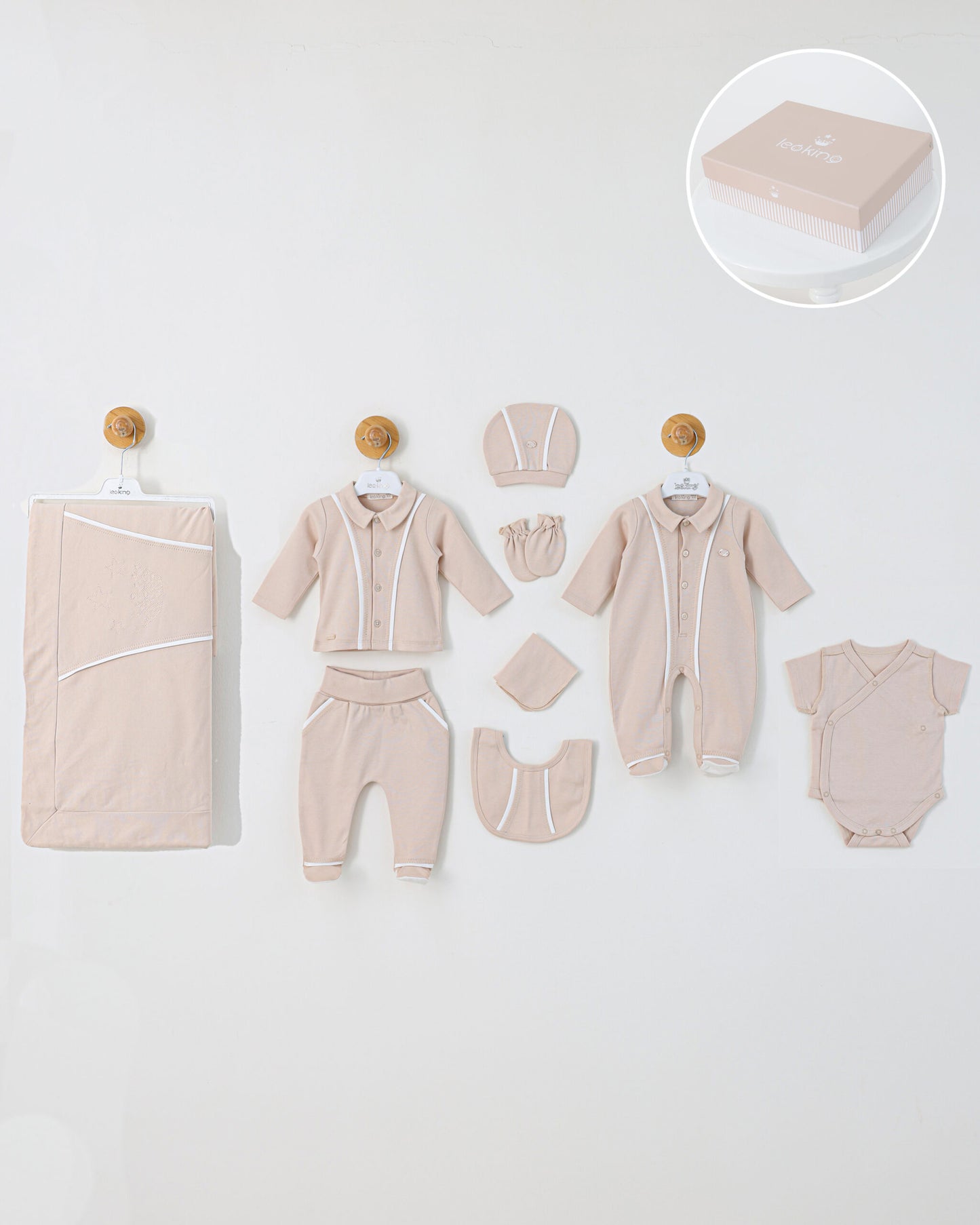 Light Beige Polo Organic Cotton Hospital Set 9 pcs