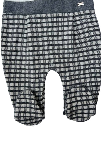 Gray & White Polo Velvet Footed Overall