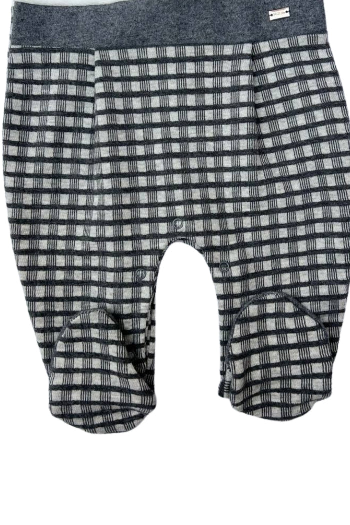 Gray & White Polo Velvet Footed Overall