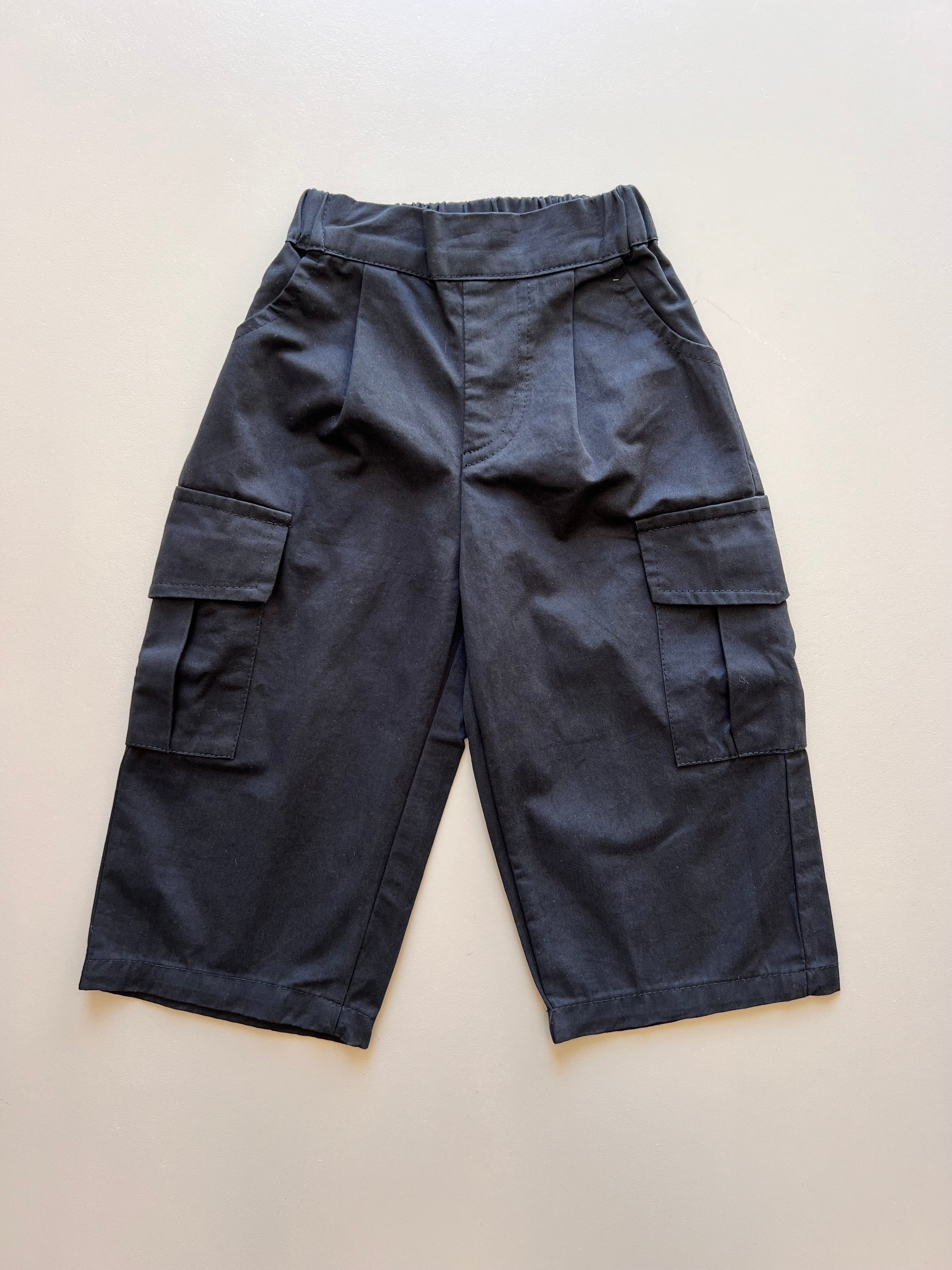Black Cargo Wide Pants