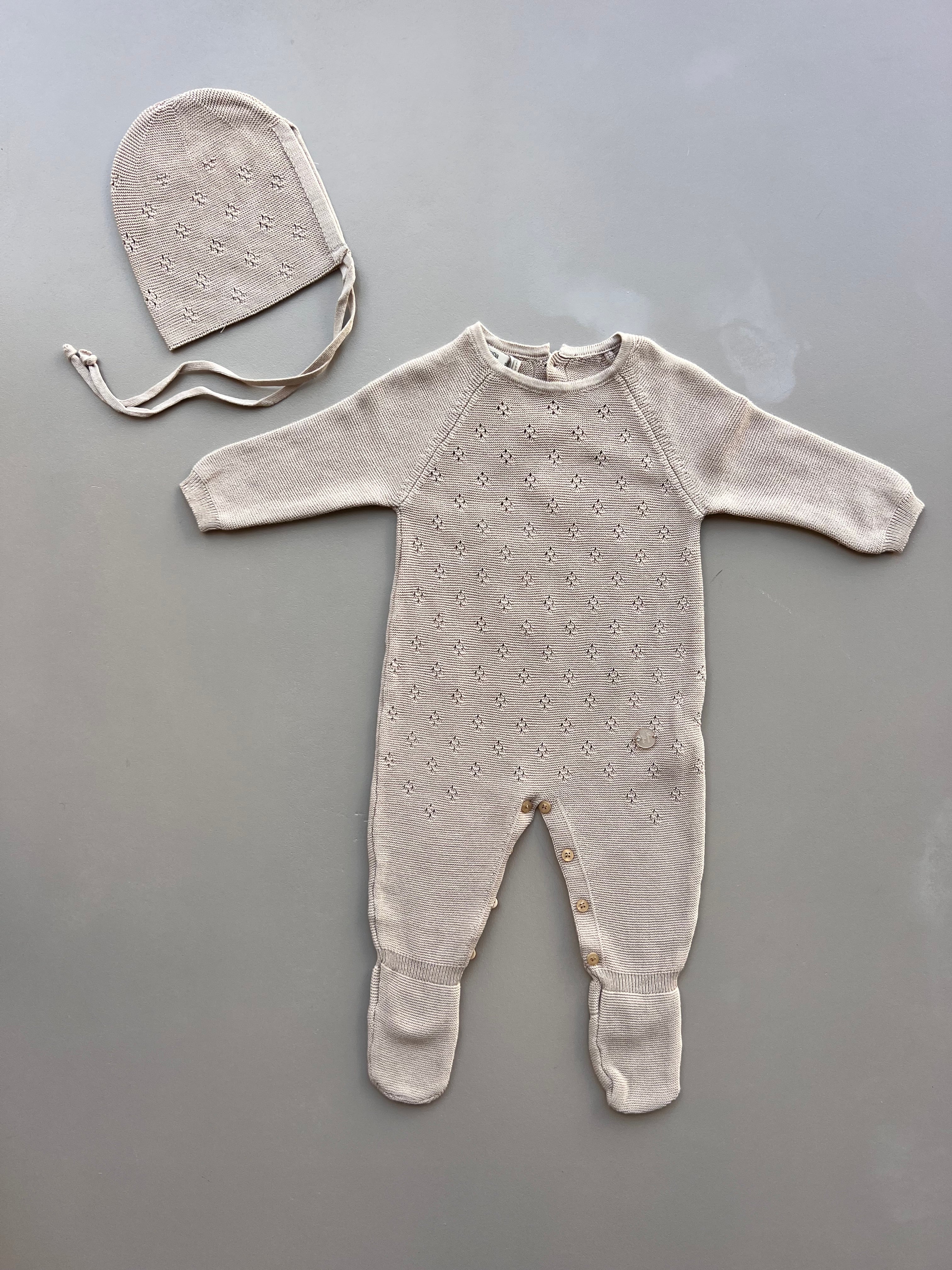 Cotton Footed Overall With Hat
