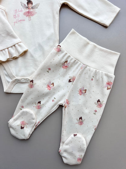 Beige & Pink GOTS™ Certified Organic Cotton Fly 3 Pcs Set