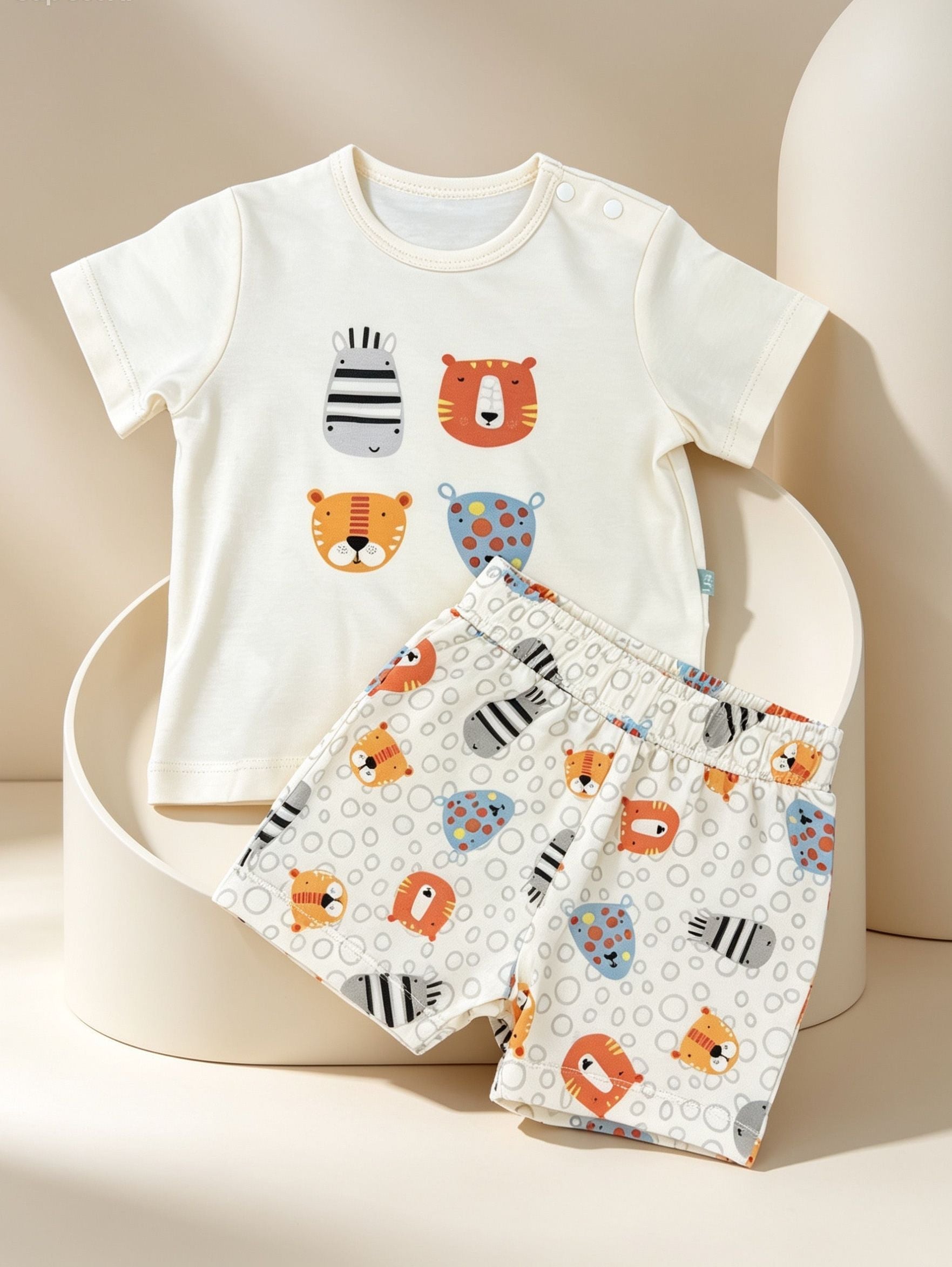 Beige Jungle GOTS™ Certified Organic Cotton Pyjama 2 Pcs Set